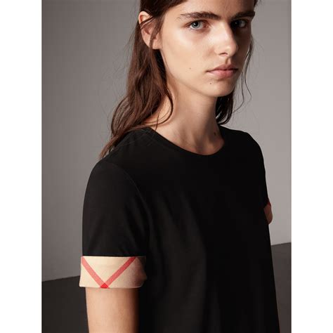 burberry black lohit cuff stretch cotton tee|Burberry T.